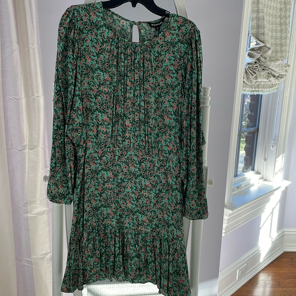 Whistles green dress with pink flowers